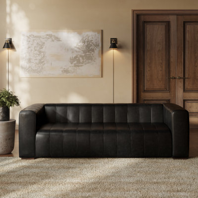 Canale Full-Grain Genuine Italian Leather Tufted Sofa