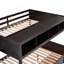 Lit superposé simple au-dessus de double avec tablettes, escalier de rangement et 2 tiroirs, espresso