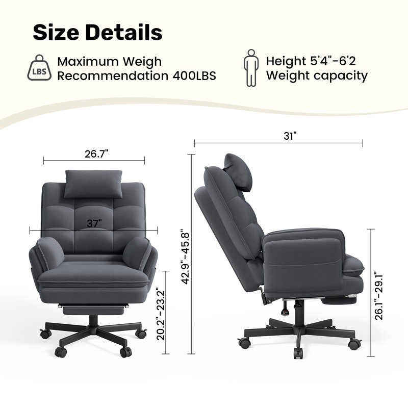 Canora Grey Cotton Blend Office Chair, Grey