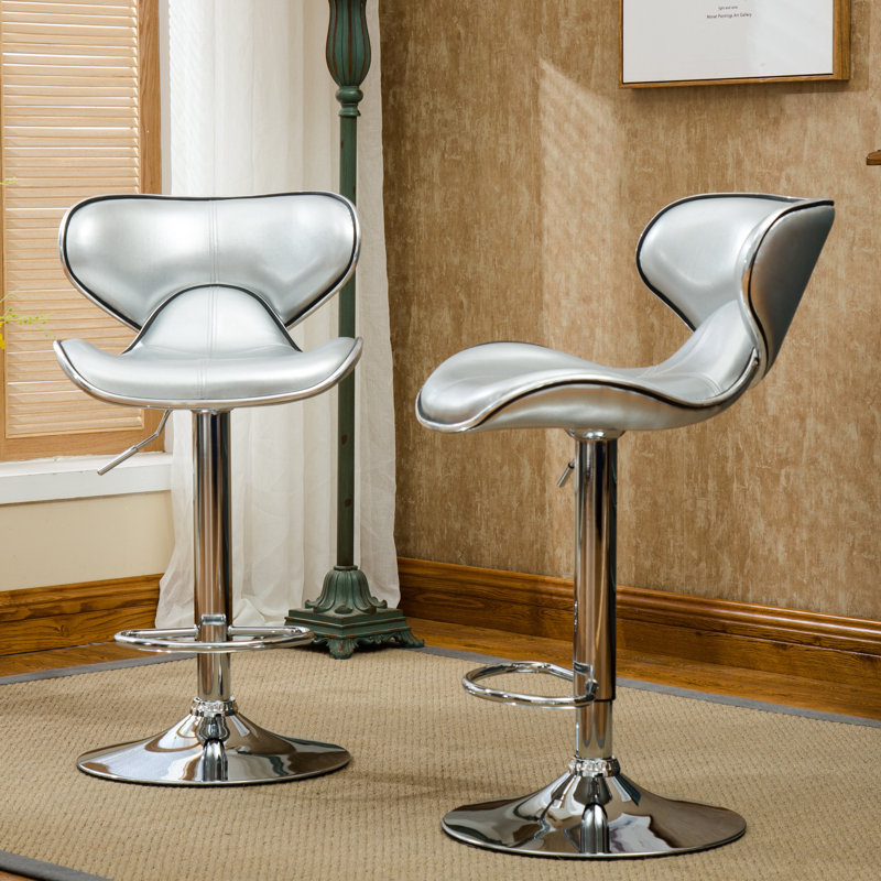 Leopoldo Swivel Upholstered Adjustable with Metal Frame, Silver