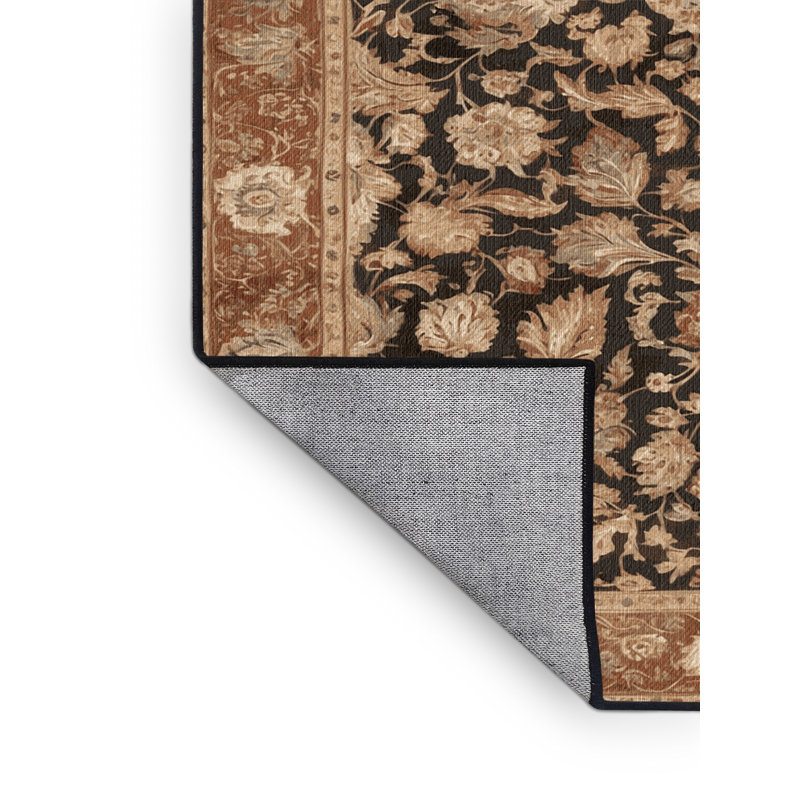 Tapis brun lavable à la machine, Rond 3 pi