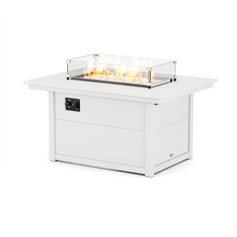 Rectangle Polyresin Smokeless Fire Pit Table with Hidden Fuel Tank