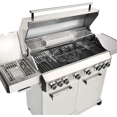 COSMOGRILL 6 - Burner Freestanding 55000 BTU BTU Gas Grill with Side Burner and Cabinet