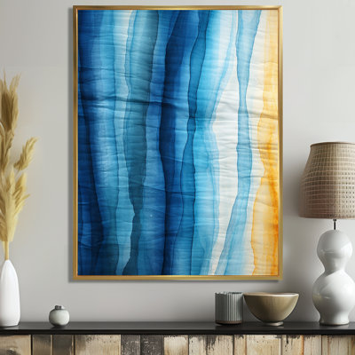 «Ocean Waves At The Beach Linen Blue», reproduction d'art abstrait