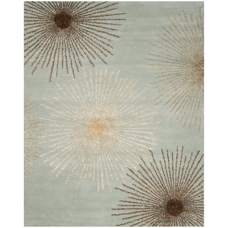 Amberjack Abstract Handmade Tufted Blue Area Rug, Rectangle 8' x 10'