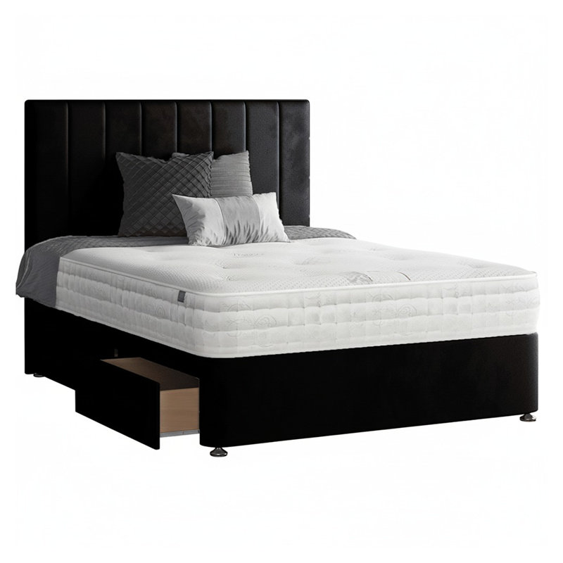 Hedley Divan Bed Base, 2 Left Drawers, Single (3'), Black