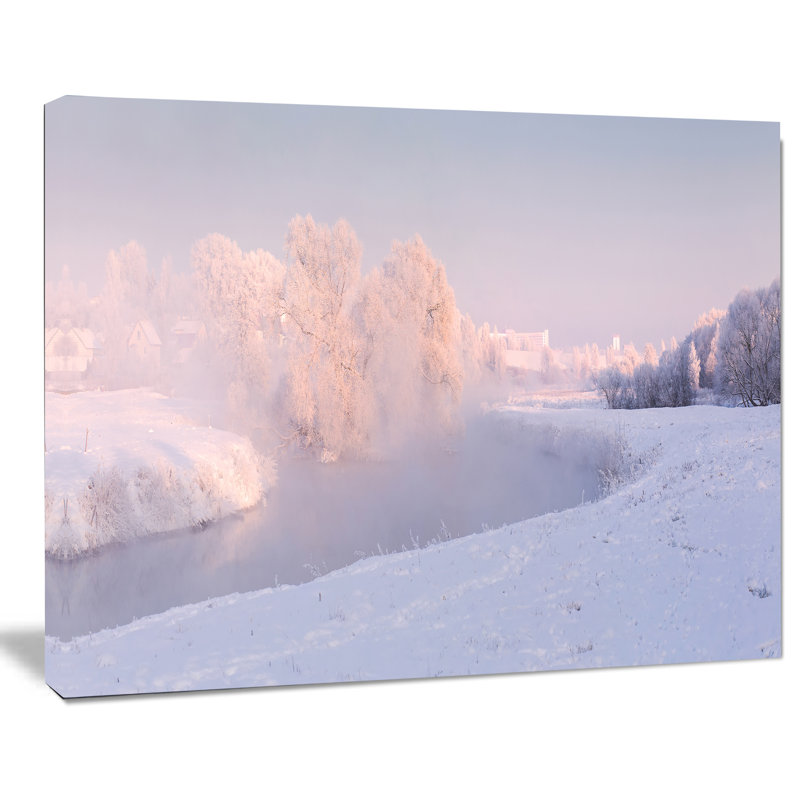 Frosty Winter Sunshine Panorama - reproduction de photo sur toile tendue, H 20 po x l 20 po x P 1 po