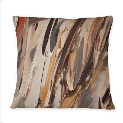 Terracotta Bliss Texture Abstract VI - Coussin décoratif avec peinture abstraite