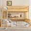 Lit simple superposé au-dessus de grand lit simple avec échelle et garde-corps - Lit superposé pour enfant peu encombrant, conception détachable, naturel-1207628276-1207628275
