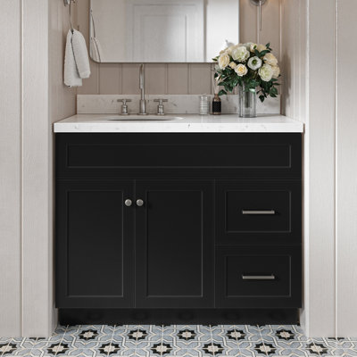 Hamlet 42.25 " W Freestanding Standard Free Standing 1 Single Vanity Bathroom Vanity With Carrara Quartz Top