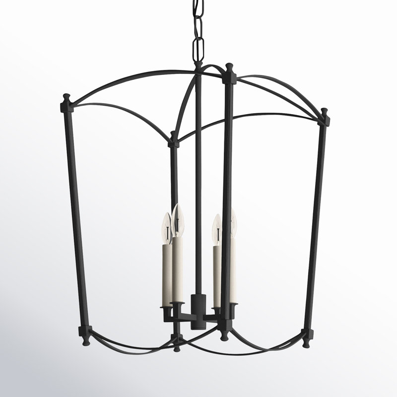 Olive 4 - Light Dimmable Lantern Geometric Chandelier, Smith Steel