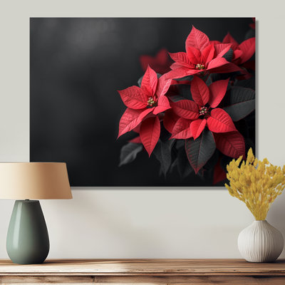 Rendez-vous romantique rouge et noir poinsettias - Décoration murale poinsettias