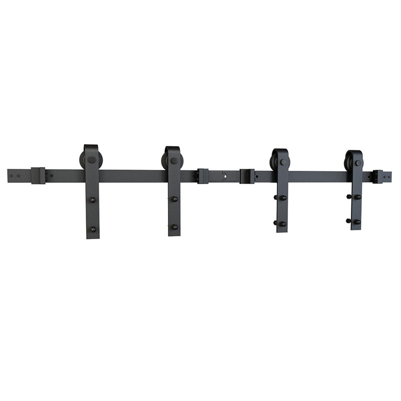 Black Solid Steel Sliding Barn Door Hardware Kit
