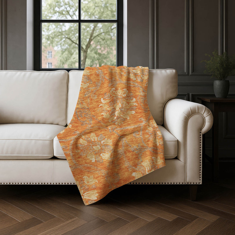 Jeté floral Sherpa ASB762 Addison, Orange