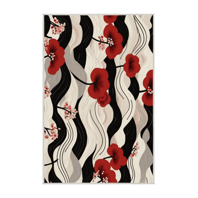 Tapis tissé à motif de pétales