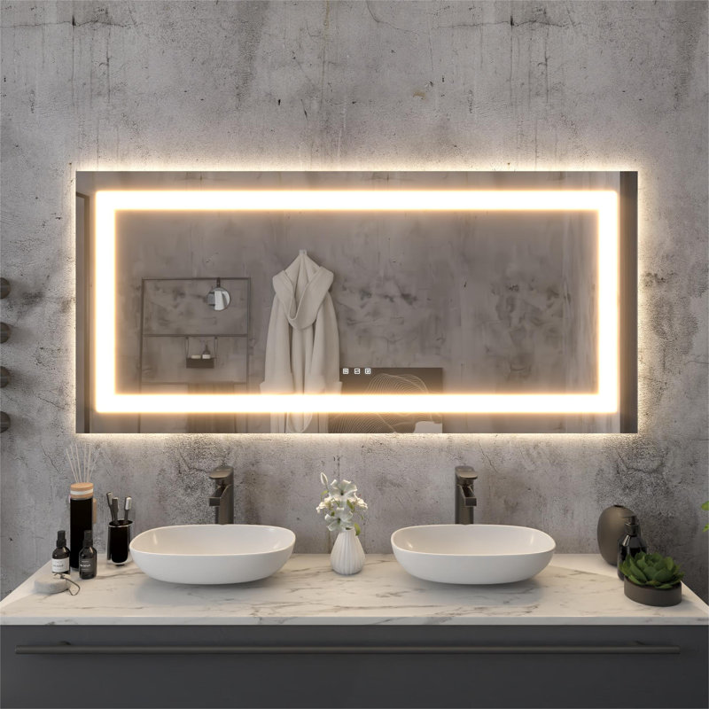 Miroir de salle de bain à DEL sans cadre , 28 po x 60 po