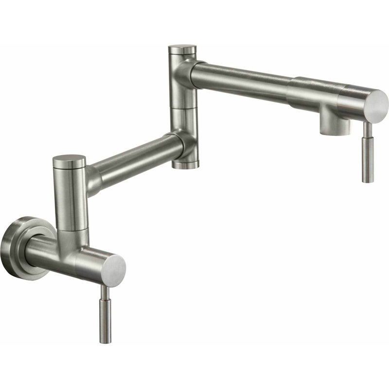 Corsano Contemporary Pot Filler Dual Handle Wall with ST Series Handle, Satin Nickel