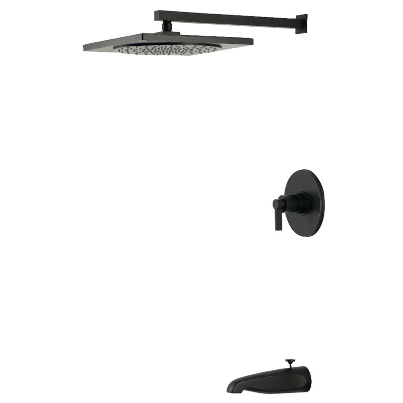Kingston Brass NuvoFusion Single-Handle Pressure Balanced Tub and Shower Faucet, Matte Black