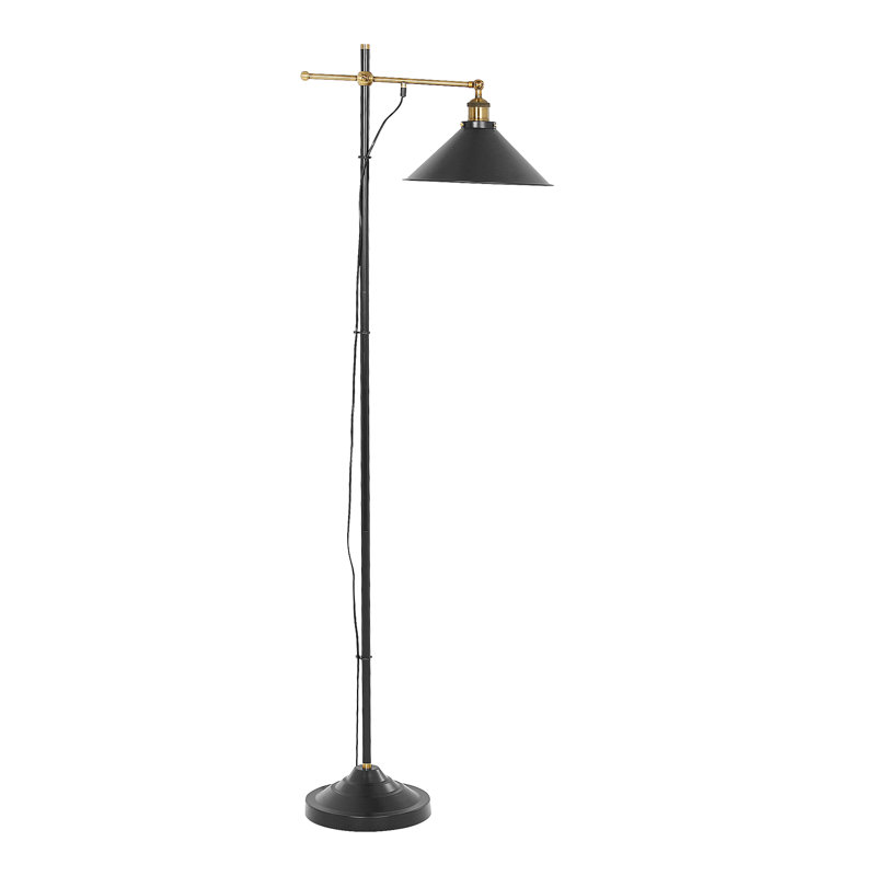 Lenius 155cm Antique Brass/Black Swing Arm Floor Lamp