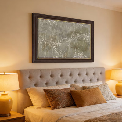 Art mural antique sur toile encadré doré pour le salon, la chambre à coucher, le bureau ou le vestibule - Décoration murale décorative avec motif à pois