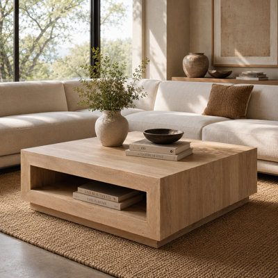 Caidyn Modern Solid Wood Square Coffee Table
