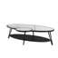 Table basse ovale blanche Ardoin Contemporary Modern de 135 cm avec plateau en pierre frittÃ©e