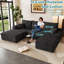Canapé modulaire 95 po avec repose-pieds Cloud, canapé en forme de U moderne avec siège profond, canapé confortable en velours côtelé 3 places, canapé en mousse à mémoire de forme pour salon, sans assemblage-129052989-129052990
