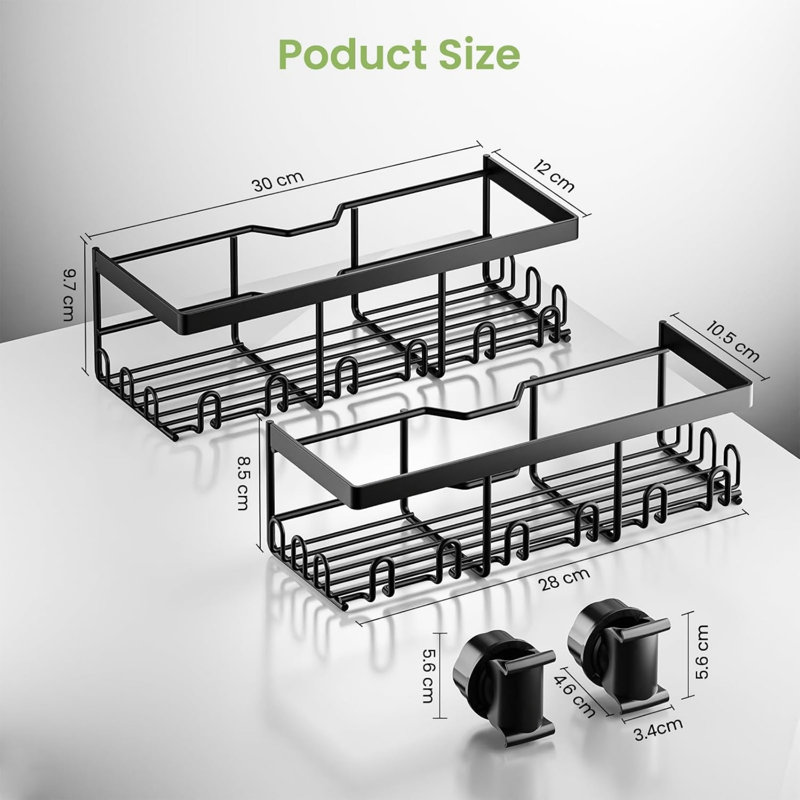 Recessed Stainless Steel Shower Basket, Matte Black