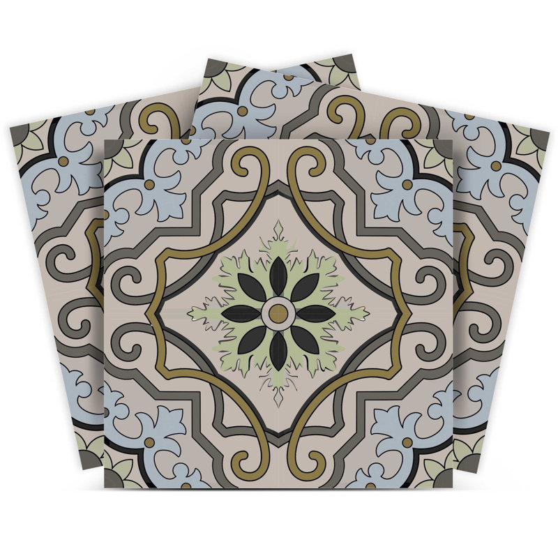 Carreaux à peler et à coller 12 po x 12 po taupe et bleu
