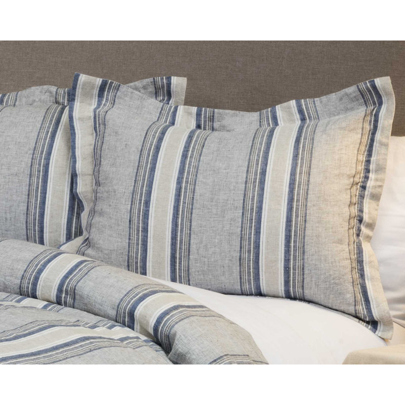 Dorian Linen Pillow Sham, King, Blue/Gray