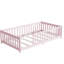Lit simple au sol en bois d'hévéa rose avec clôture, facile à assembler, favorise la liberté dans l'espace de sommeil fabriqué en bois de qualité, donne un jeu et