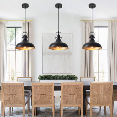 3 Pack Black Pendant Lights Kitchen Island 11.41" Kitchen Pendant Lighting, Farmhouse Pendant Light, Industrial Pendant Light, Island Lights for Kitchen Dining Room Bedroom
