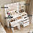 Greyden Makeup Vanity with Lighted Mirror, Outlets and 6 Drawers-1680604932