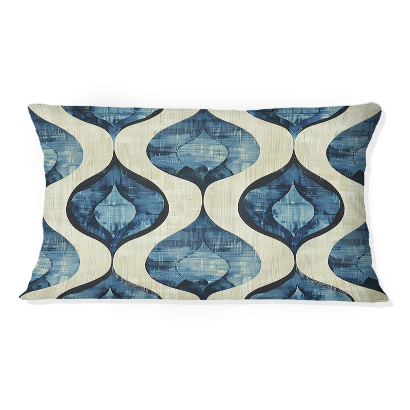 Blue Ogee Patterns IX - Midcentury Lumbar Pillow
