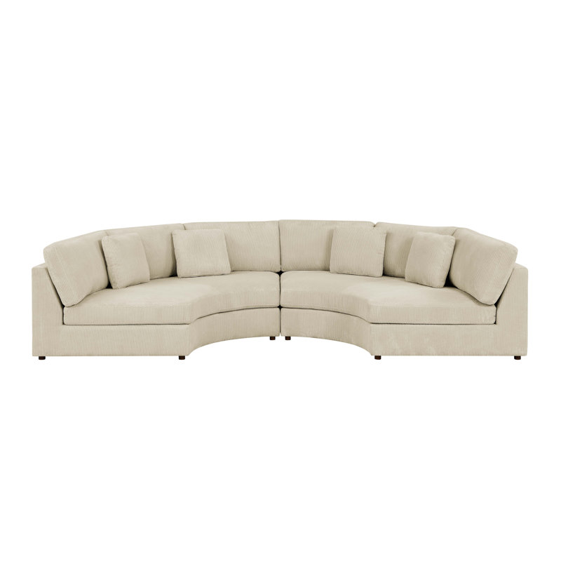 Aiuppy 2 - Piece Upholstered Sectional, Beige Corduroy