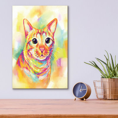 Art mural en verre épique «Pop Art Tabby Cat 3» par Furbaby Affiliates, 16 po x 24 po