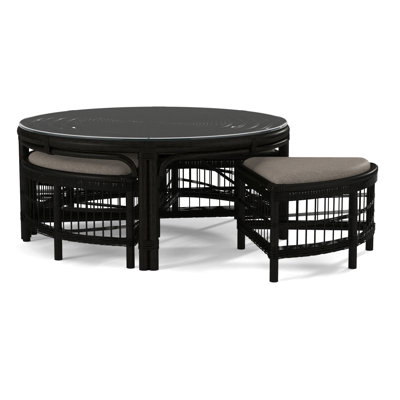 Raffles Rattan Cocktail Table with Benches