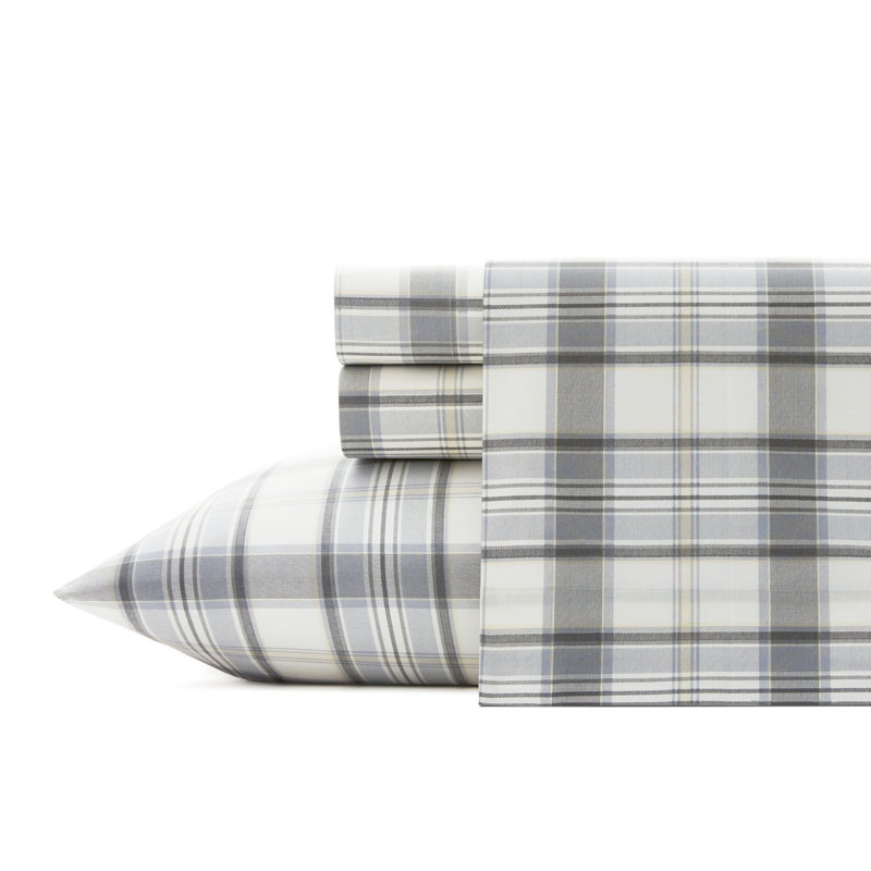 Eddie Bauer Printed Cotton Percale Sheet Sets, Chinook Plaid, Full Sheet Set with 2 Pillowcases