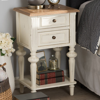 Arcola 2 - Drawer Nightstand in White/Weathered Oak