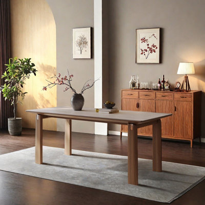 French Beige Rock Slab Rectangular Dining Table