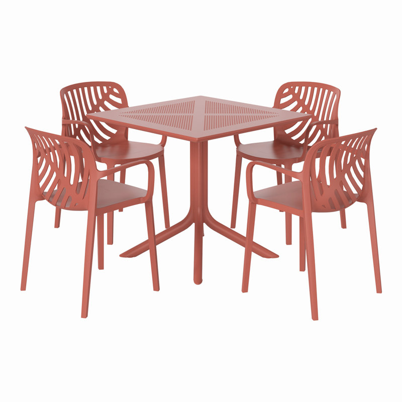 Ensemble repas carré pour 4 personnes, Rouge