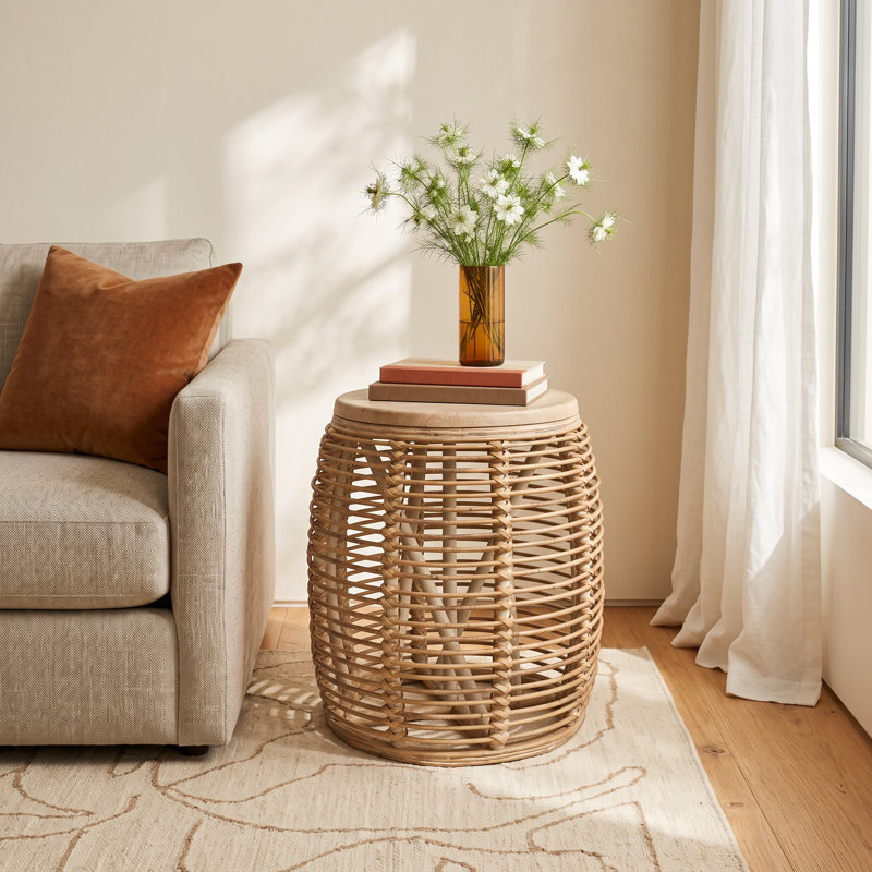 Shoshanna Solid Wood Top End Table, Natural/Gray White Wash