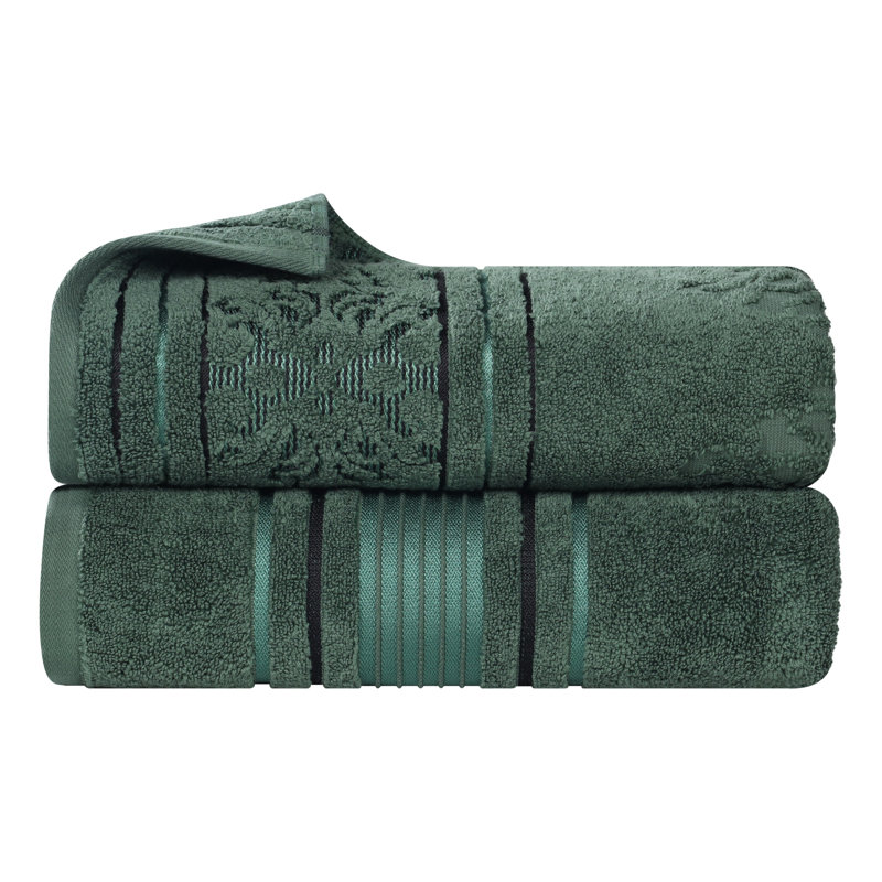 Ensemble de serviettes en coton uni et jacquard Sadie Zero Twist, Ensemble de draps de bain - 2 pièces, À rayures