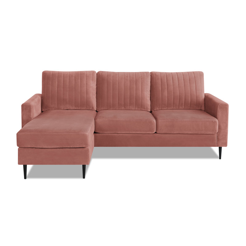 Bondfield 4 Seater Velvet Fabric Sofa, Pink