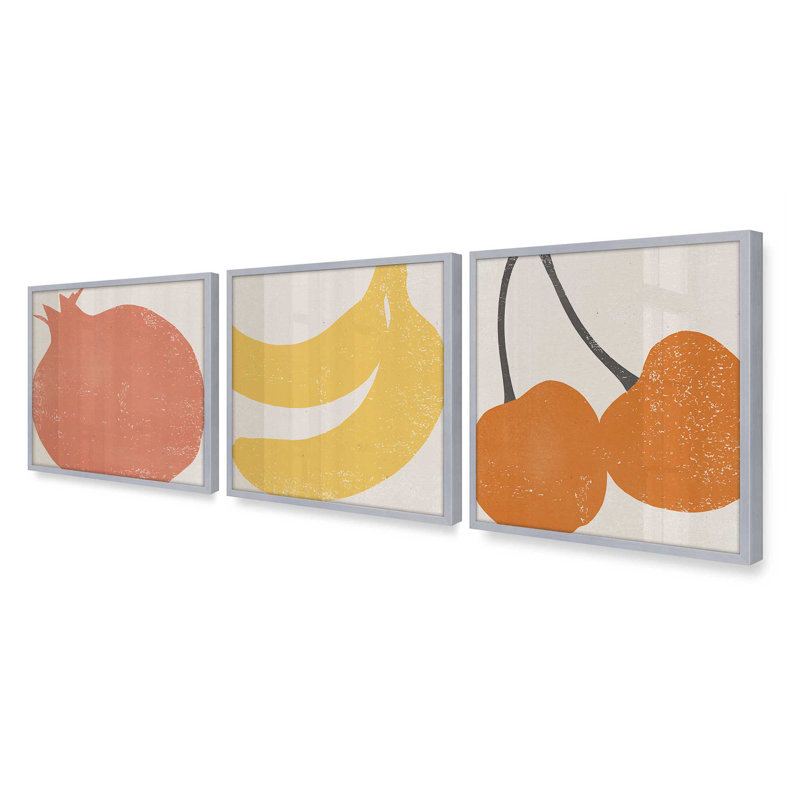Ensemble de 3 pièces 3 "Minimalist Fruit Medley, Chrome poli, H 21,75 po x l 21,75 po