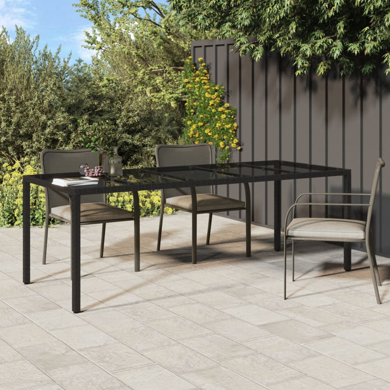 Table de patio en verre trempé et poly rotin Latitude Run®, Brun, H 29,5 po x l 39,4 po x L 98,4 po