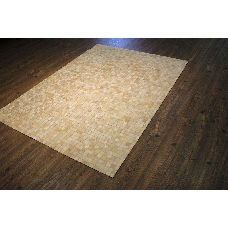 Tapis géométrique beige touffeté à la main, Rectangle 5 pi x 7 pi