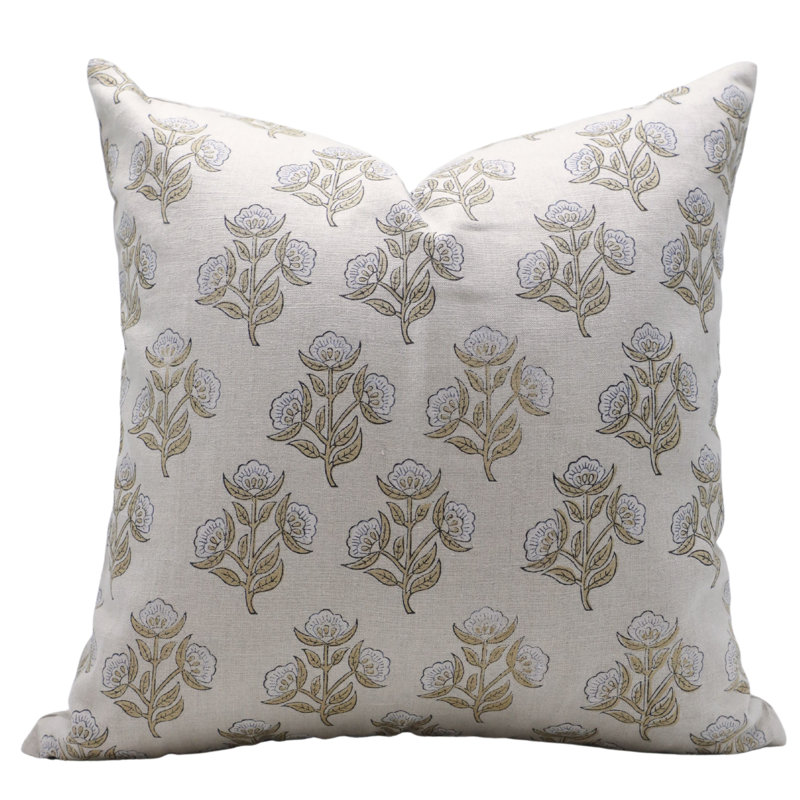 Linen Pillow Cover, Rectangular, 14"H x 36"W, White Floral 5