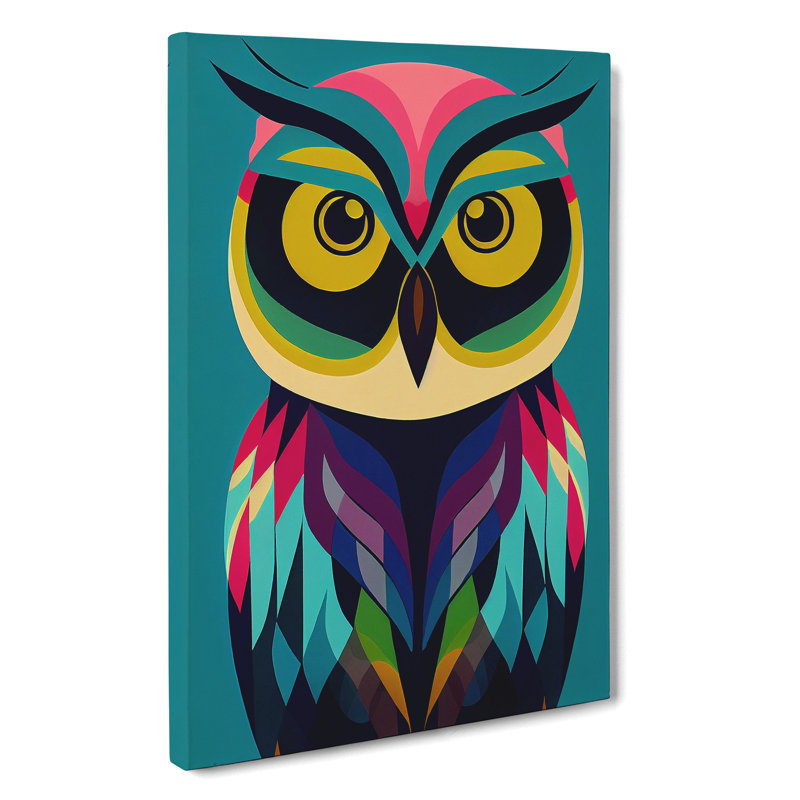 Geometric Owl No.1 Abstract - Wrapped Canvas, 76cm H x 50cm W x 3cm D