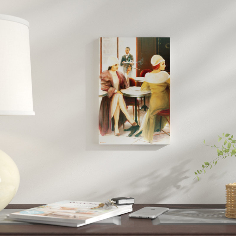 « cafe i », reproduction sur toile, H 18 po x l 12 po x P 1,5 po, Toile tendue, Pas de tapis